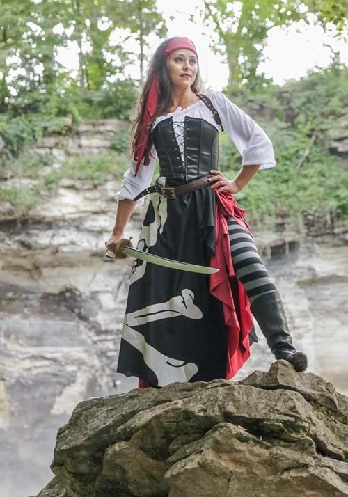 Skeleton Flag Rogue Pirate Costume for Women