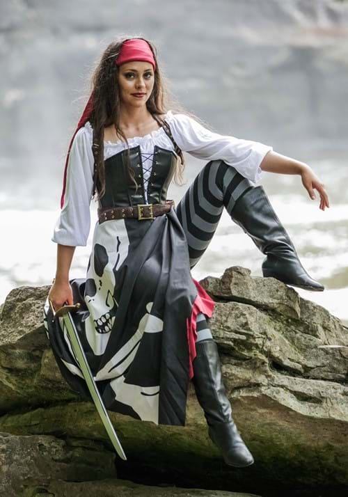 Skeleton Flag Rogue Pirate Costume for Women