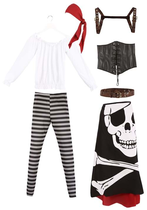 Skeleton Flag Rogue Pirate Costume for Women