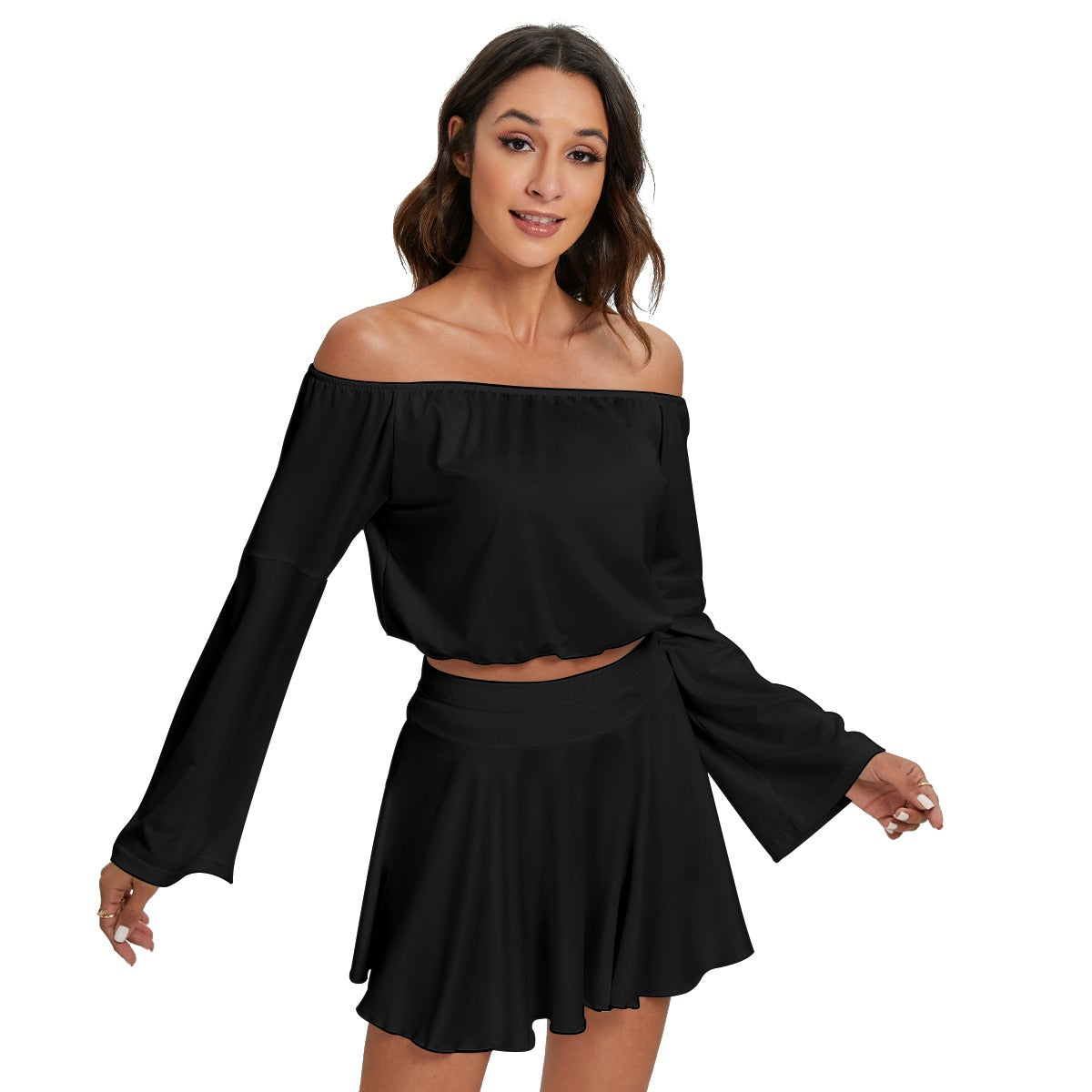 women off shoulder ,Top And Skirt Set