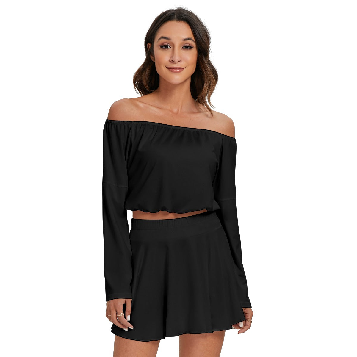 women off shoulder ,Top And Skirt Set