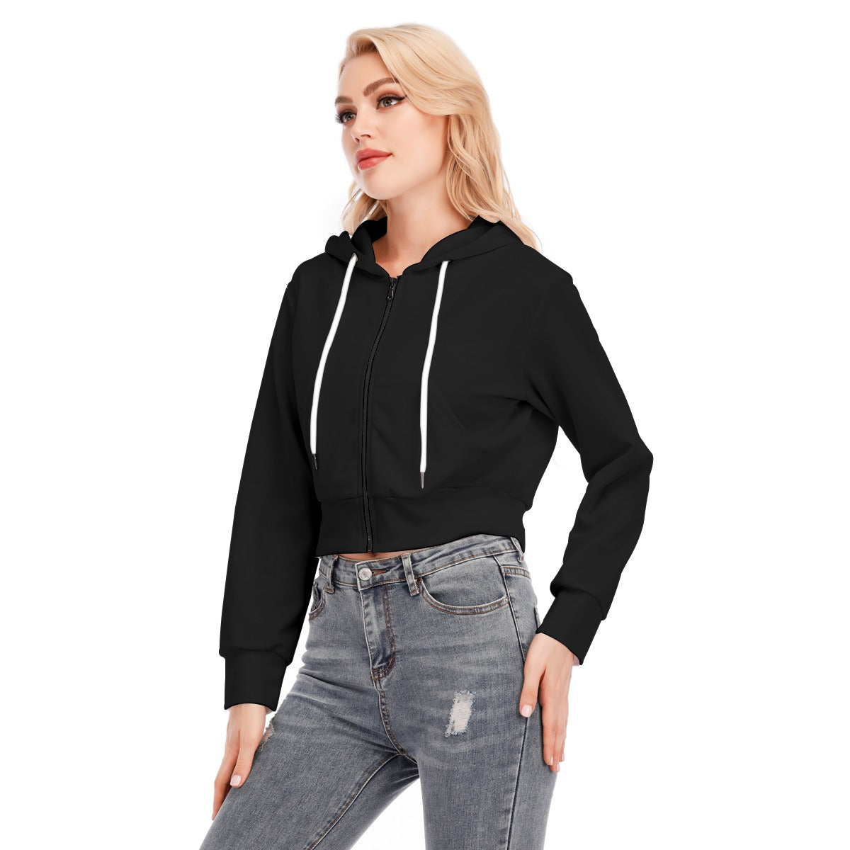 Women's Crop Top zip up Hoodie