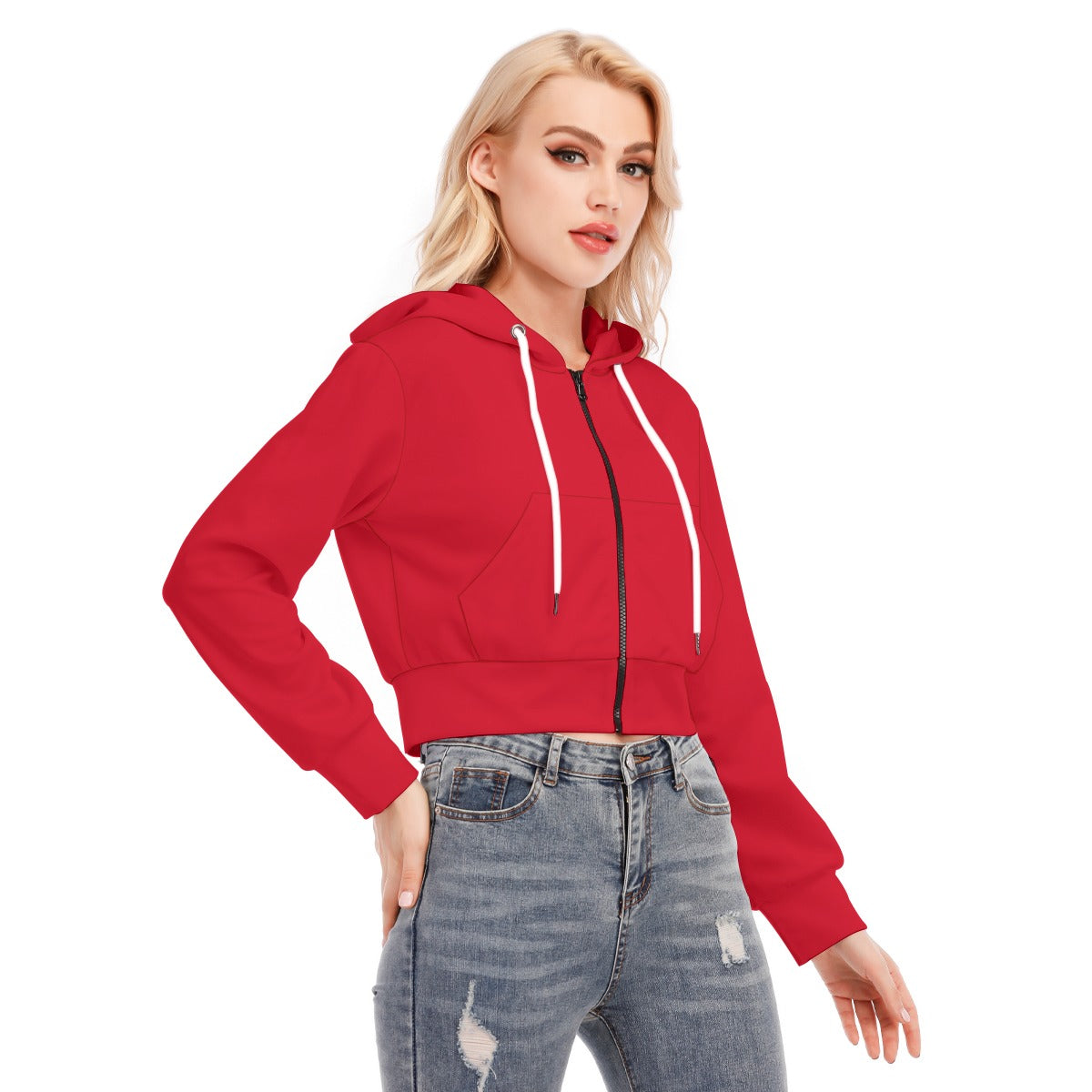 Women's Crop Top zip up Hoodie