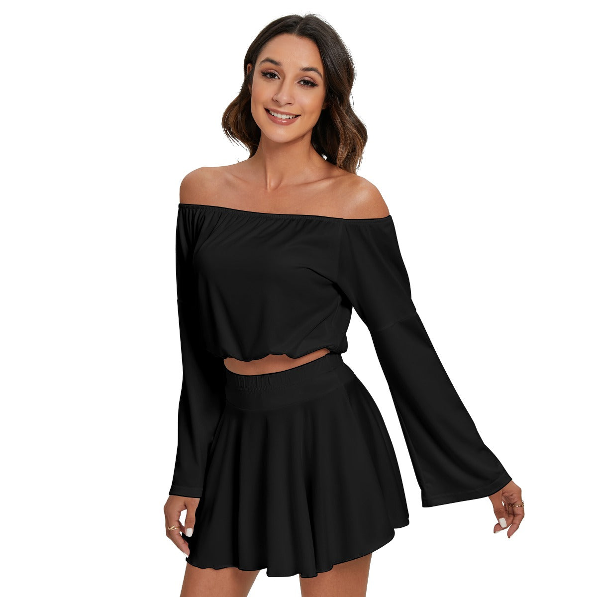 women off shoulder ,Top And Skirt Set