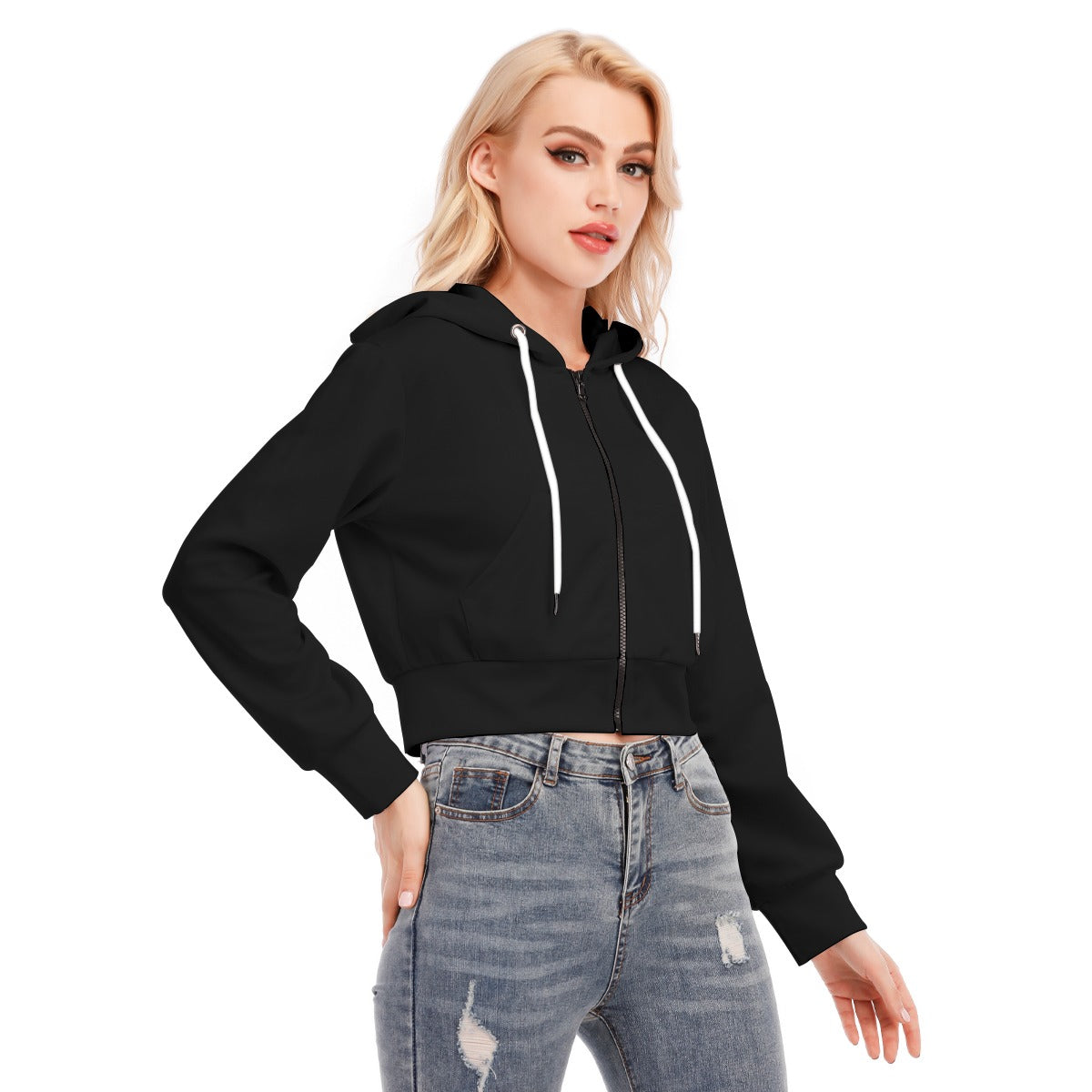 Women's Crop Top zip up Hoodie