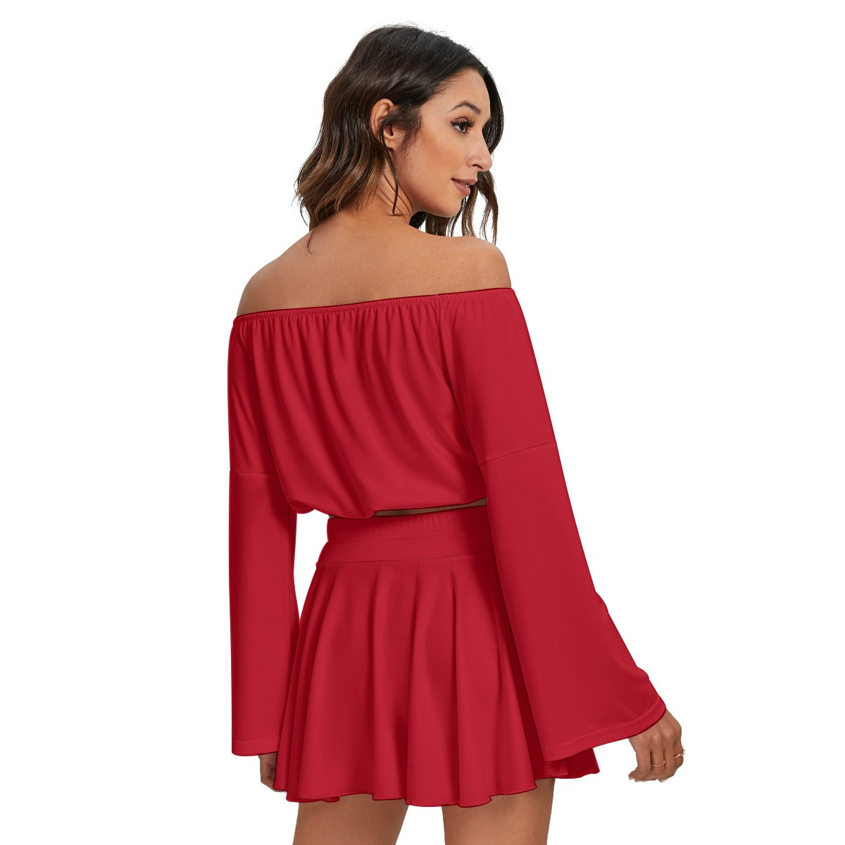 women off shoulder ,Top And Skirt Set