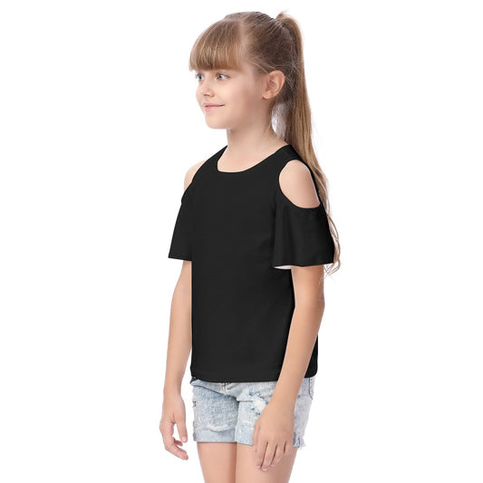 Girls Cold Shoulder T-shirt With Ruffle Sleeves